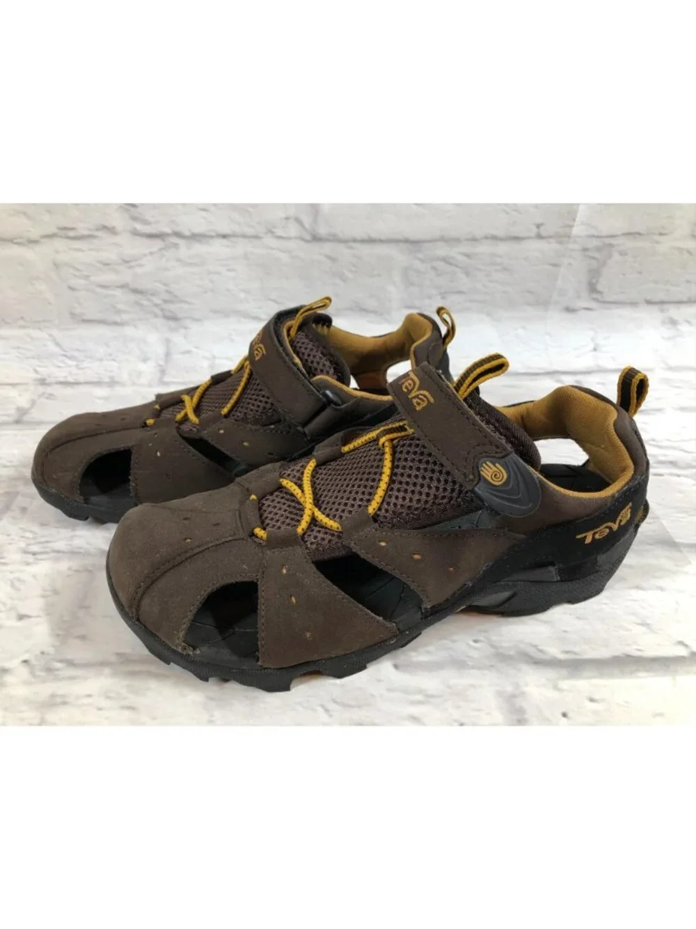 Teva Big Kids 6 / 36 Dozer Trail 6226 Brown Yellow Closed Toe Sport Sandals